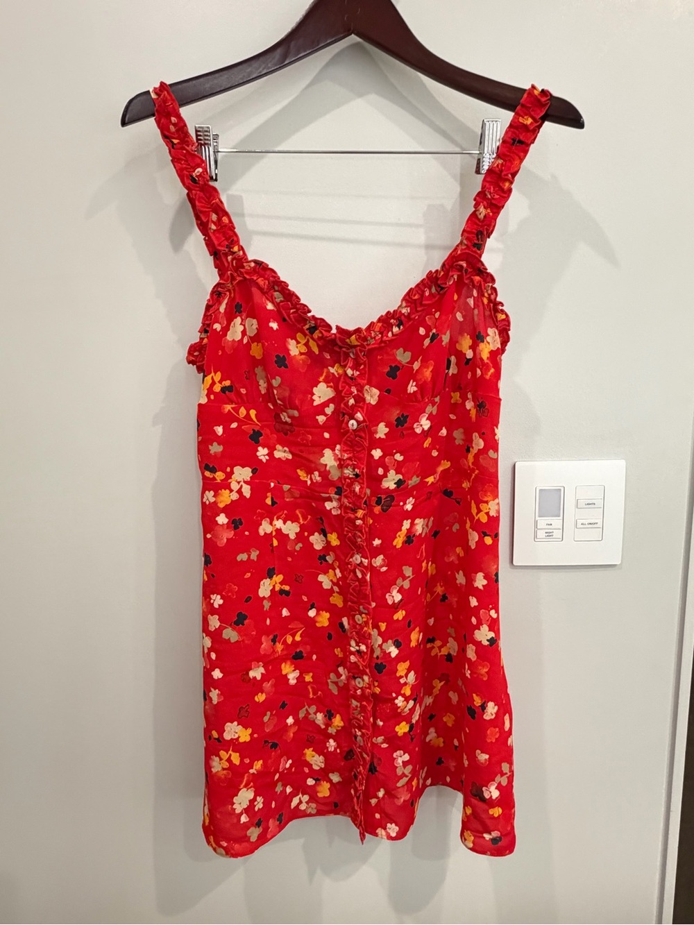 Realisation Par Red Floral Ruffle-Strap Cami